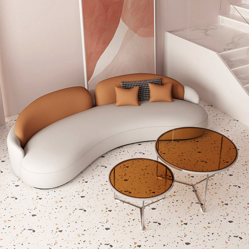 Stain Resistant Curved Loveseat Faux Leather No Distressing Tight Seat Sofa Clearhalo 'furn' 'furn_sofas' 'Furniture' 'Living Room Furniture' 'Sofa' 'sofas' 6461431