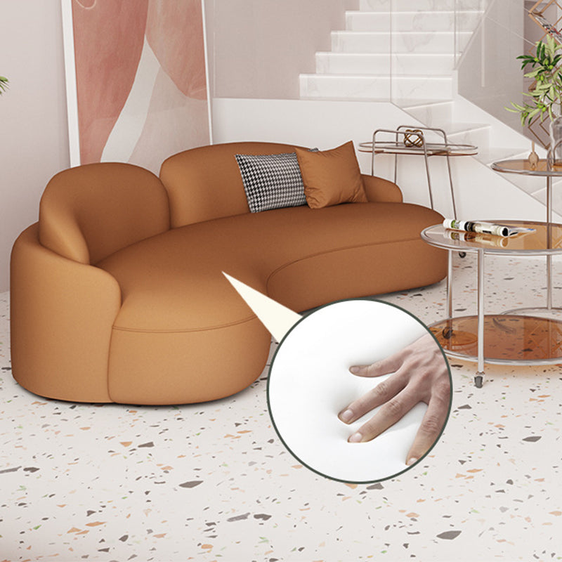 Stain Resistant Curved Loveseat Faux Leather No Distressing Tight Seat Sofa Clearhalo 'furn' 'furn_sofas' 'Furniture' 'Living Room Furniture' 'Sofa' 'sofas' 6461435