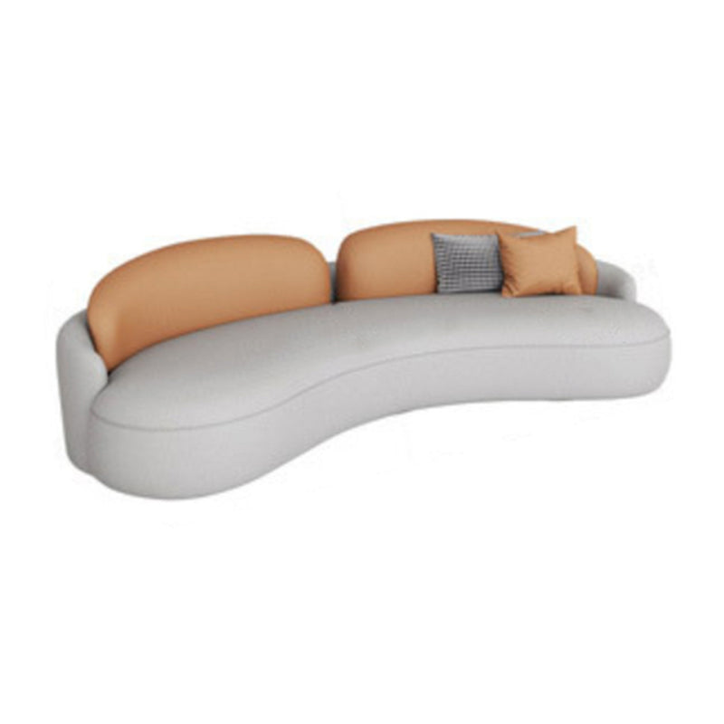 Stain Resistant Curved Loveseat Faux Leather No Distressing Tight Seat Sofa Light Gray Tech Cloth Clearhalo 'furn' 'furn_sofas' 'Furniture' 'Living Room Furniture' 'Sofa' 'sofas' 6461440