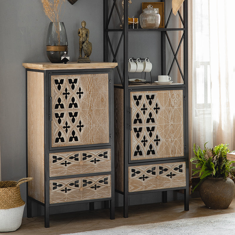 Industrial Accent Cabinet Metal and Wood Chest in Distressed Finish Clearhalo 'Cabinets & Chests' 'cabinets_chests' 'furn' 'furn_cabinets_chests' 'Furniture' 'Living Room Furniture' 6461462