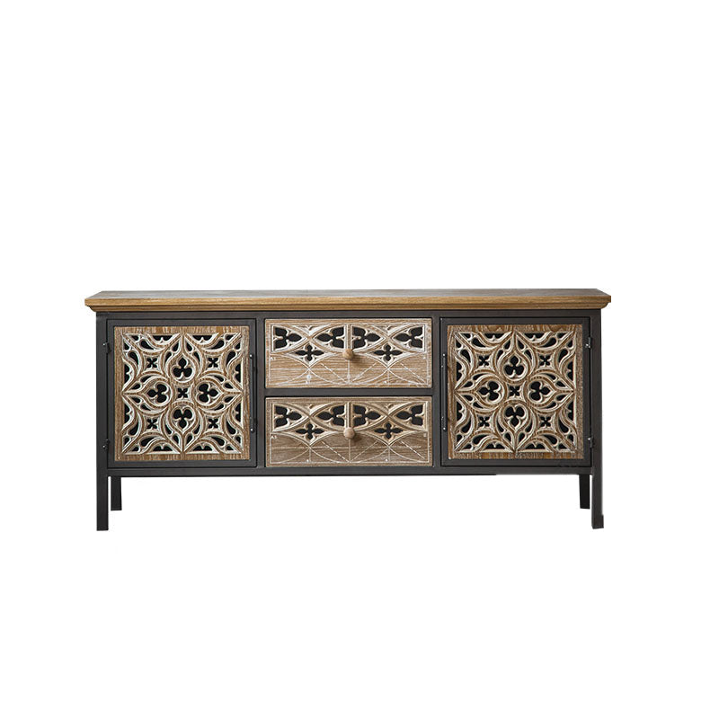 Industrial Accent Cabinet Metal and Wood Chest in Distressed Finish 47.2"L x 13.8"W x 21.7"H Clearhalo 'Cabinets & Chests' 'cabinets_chests' 'furn' 'furn_cabinets_chests' 'Furniture' 'Living Room Furniture' 6461463