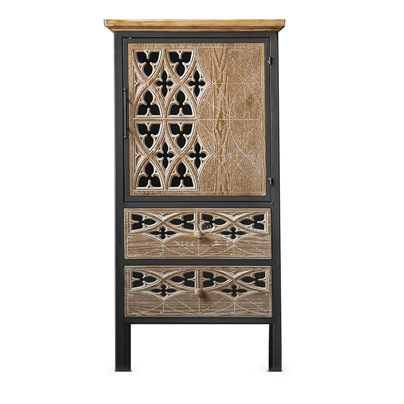 Industrial Accent Cabinet Metal and Wood Chest in Distressed Finish 22"L x 15"W x 41"H Clearhalo 'Cabinets & Chests' 'cabinets_chests' 'furn' 'furn_cabinets_chests' 'Furniture' 'Living Room Furniture' 6461465