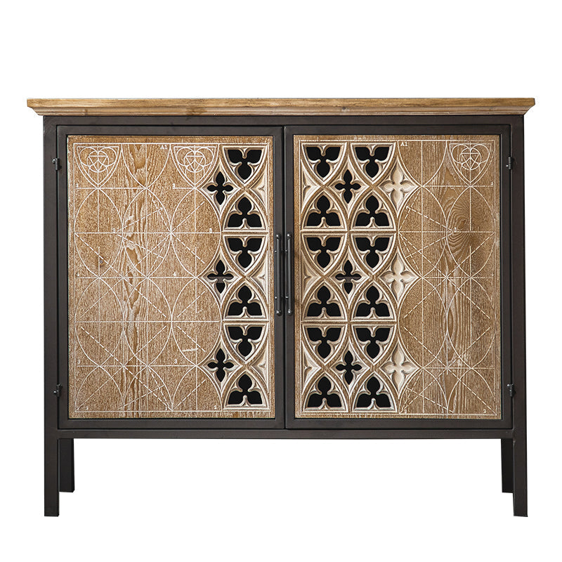 Industrial Accent Cabinet Metal and Wood Chest in Distressed Finish Clearhalo 'Cabinets & Chests' 'cabinets_chests' 'furn' 'furn_cabinets_chests' 'Furniture' 'Living Room Furniture' 6461468