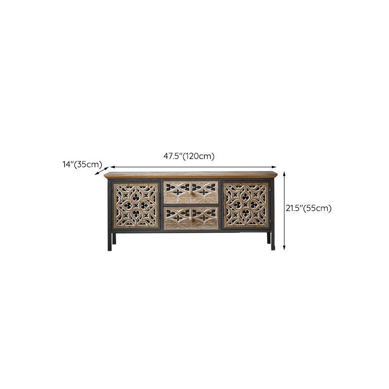 Industrial Accent Cabinet Metal and Wood Chest in Distressed Finish Clearhalo 'Cabinets & Chests' 'cabinets_chests' 'furn' 'furn_cabinets_chests' 'Furniture' 'Living Room Furniture' 6461475