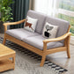 Pillow Back Wood Settee No Distressing Stationary Sofa for Living Room