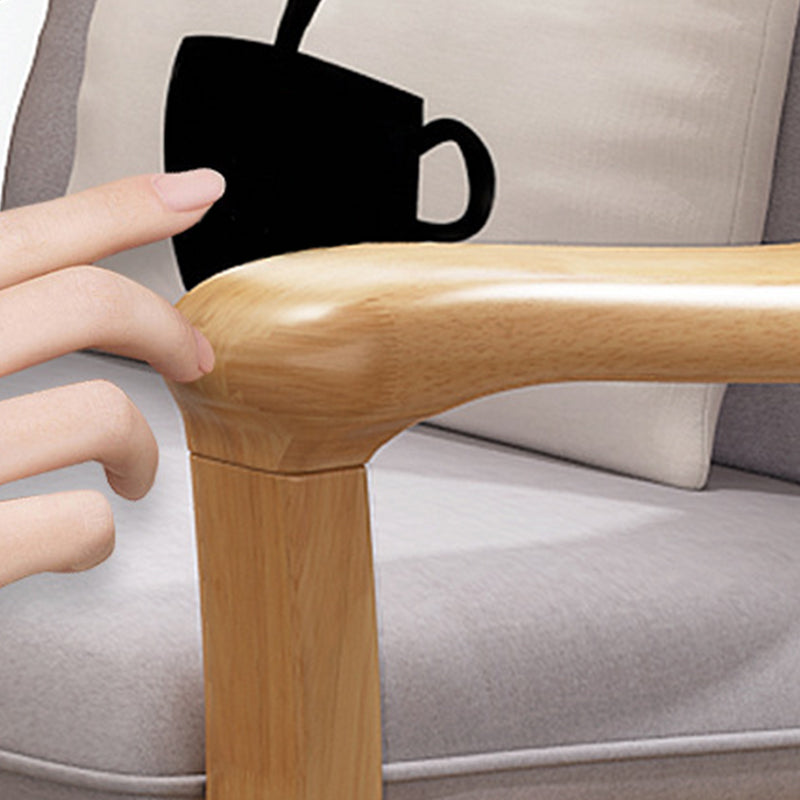 Pillow Back Wood Settee No Distressing Stationary Sofa for Living Room