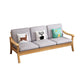 Pillow Back Wood Settee No Distressing Stationary Sofa for Living Room