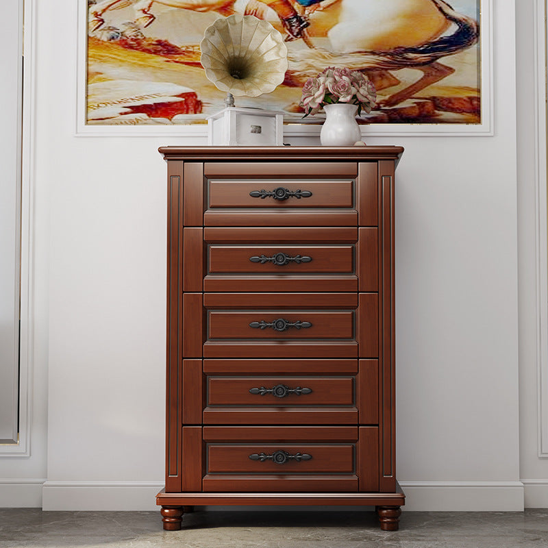 Mid-Century Modern Wood Chest 43.3" Tall 5 - Drawer Accent Chest Brown Clearhalo 'Cabinets & Chests' 'cabinets_chests' 'furn' 'furn_cabinets_chests' 'Furniture' 'Living Room Furniture' 6461562