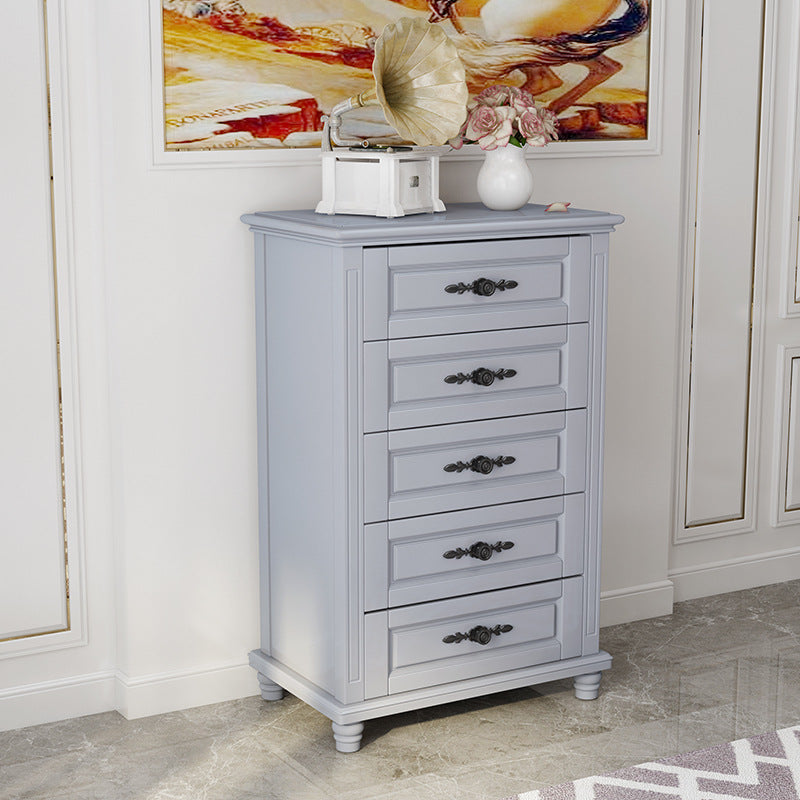 Mid-Century Modern Wood Chest 43.3" Tall 5 - Drawer Accent Chest Grey Clearhalo 'Cabinets & Chests' 'cabinets_chests' 'furn' 'furn_cabinets_chests' 'Furniture' 'Living Room Furniture' 6461563