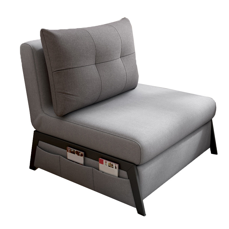 Gray Contemporary Convertible Sofa Bed Armless Seating with Pillows