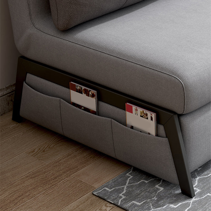 Gray Contemporary Convertible Sofa Bed Armless Seating with Pillows