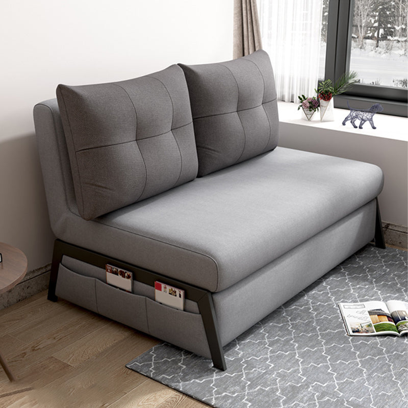Gray Contemporary Convertible Sofa Bed Armless Seating with Pillows