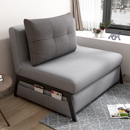 Gray Contemporary Convertible Sofa Bed Armless Seating with Pillows