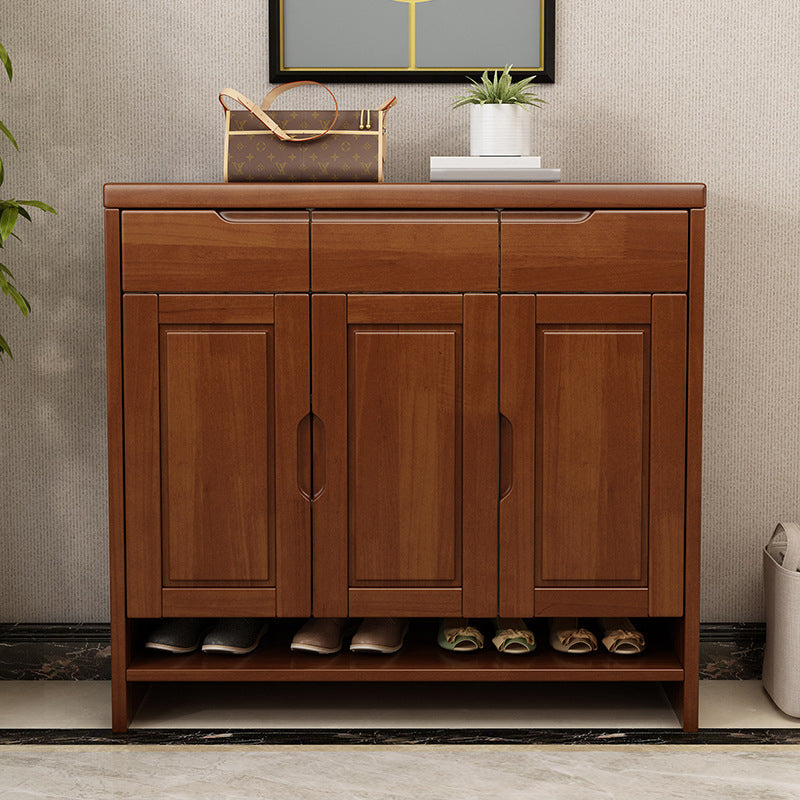 Mid-Century Modern Accent Cabinet Rubberwood 3 - Drawer With Doors Cabinet Clearhalo 'Cabinets & Chests' 'cabinets_chests' 'furn' 'furn_cabinets_chests' 'Furniture' 'Living Room Furniture' 6461607