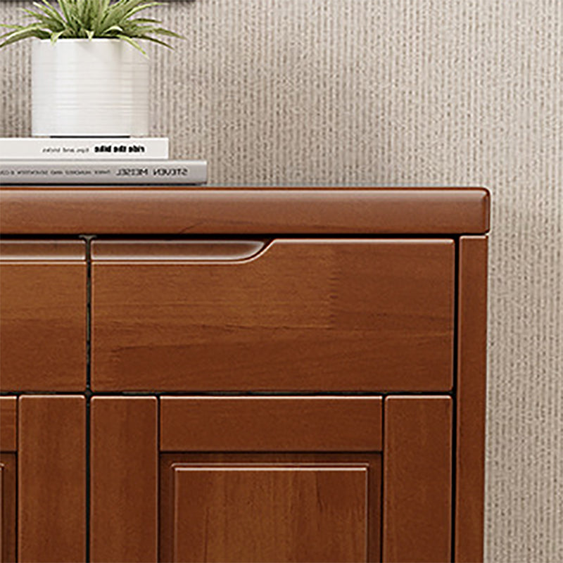 Mid-Century Modern Accent Cabinet Rubberwood 3 - Drawer With Doors Cabinet Clearhalo 'Cabinets & Chests' 'cabinets_chests' 'furn' 'furn_cabinets_chests' 'Furniture' 'Living Room Furniture' 6461612