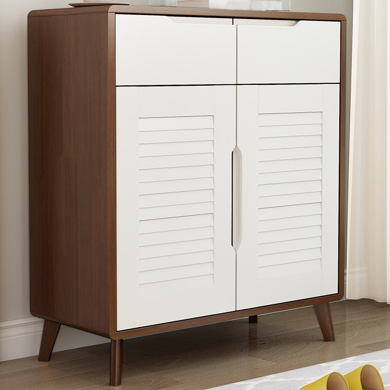 39.37" Tall Wood 2 - Door Accent Cabinet 2 - Drawer Storage Chest Walnut White Clearhalo 'Cabinets & Chests' 'cabinets_chests' 'furn' 'furn_cabinets_chests' 'Furniture' 'Living Room Furniture' 6461617