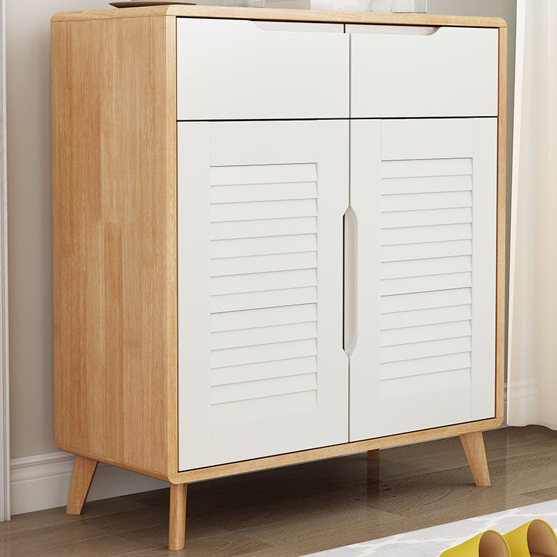 39.37" Tall Wood 2 - Door Accent Cabinet 2 - Drawer Storage Chest Natural Wood White Clearhalo 'Cabinets & Chests' 'cabinets_chests' 'furn' 'furn_cabinets_chests' 'Furniture' 'Living Room Furniture' 6461618