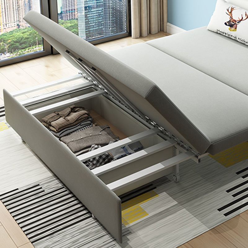 Graue Armloss Sitzgelegenheiten mit Kissen Cabrio -Sofa mit Lagerung