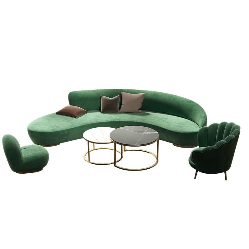 Sofá de color sólido moderno Loveseado curvado de espalda apretada para sala de estar