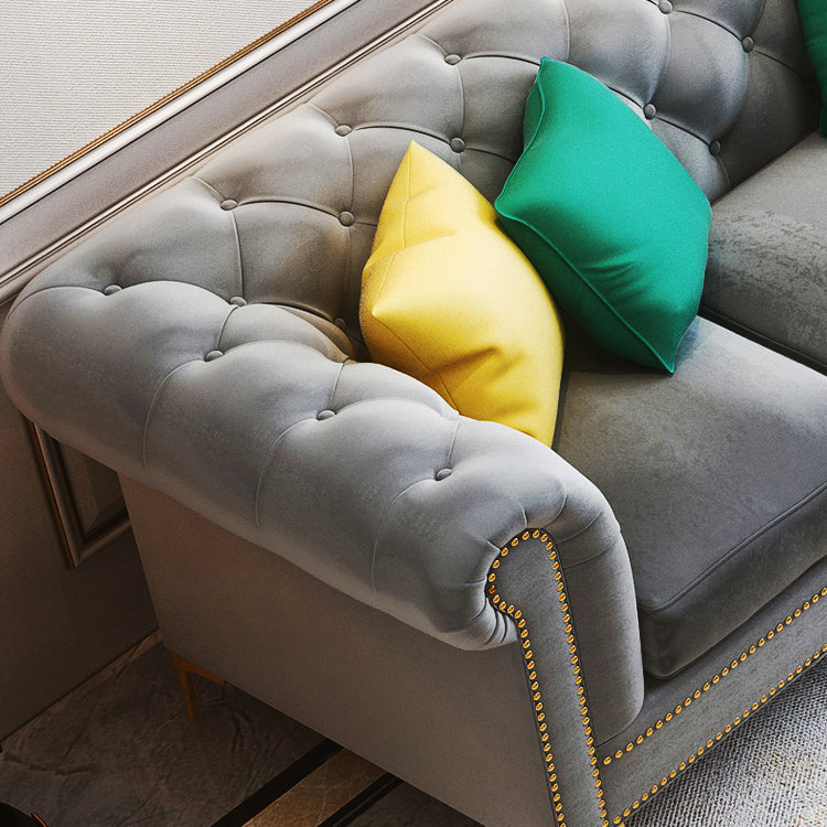 Modern Flared Arm Settee Stationary Solid Color Sofa for Living Room