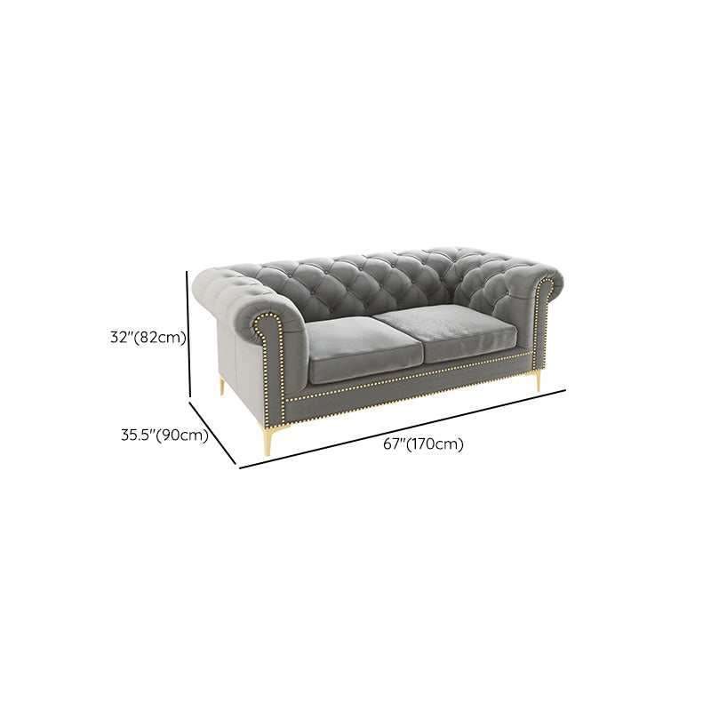 Modern Flared Arm Settee Stationary Solid Color Sofa for Living Room