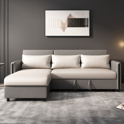 Square Arms Foldable Futon Pillow Included Sleeper Sofa with Storage