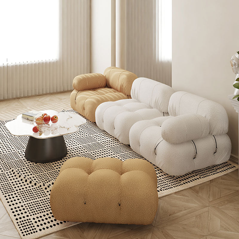 35.4" Wide Contemporary Seating Cushions Round Arm Sofa in Beige and Brown Clearhalo 'furn' 'furn_sofas' 'Furniture' 'Living Room Furniture' 'Sofa' 'sofas' 6461875