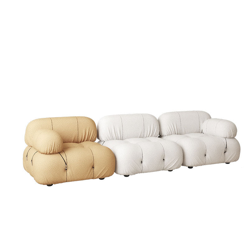 35.4" Wide Contemporary Seating Cushions Round Arm Sofa in Beige and Brown 106"L x 35"W x 25.5"H Khaki Wool Clearhalo 'furn' 'furn_sofas' 'Furniture' 'Living Room Furniture' 'Sofa' 'sofas' 6461881