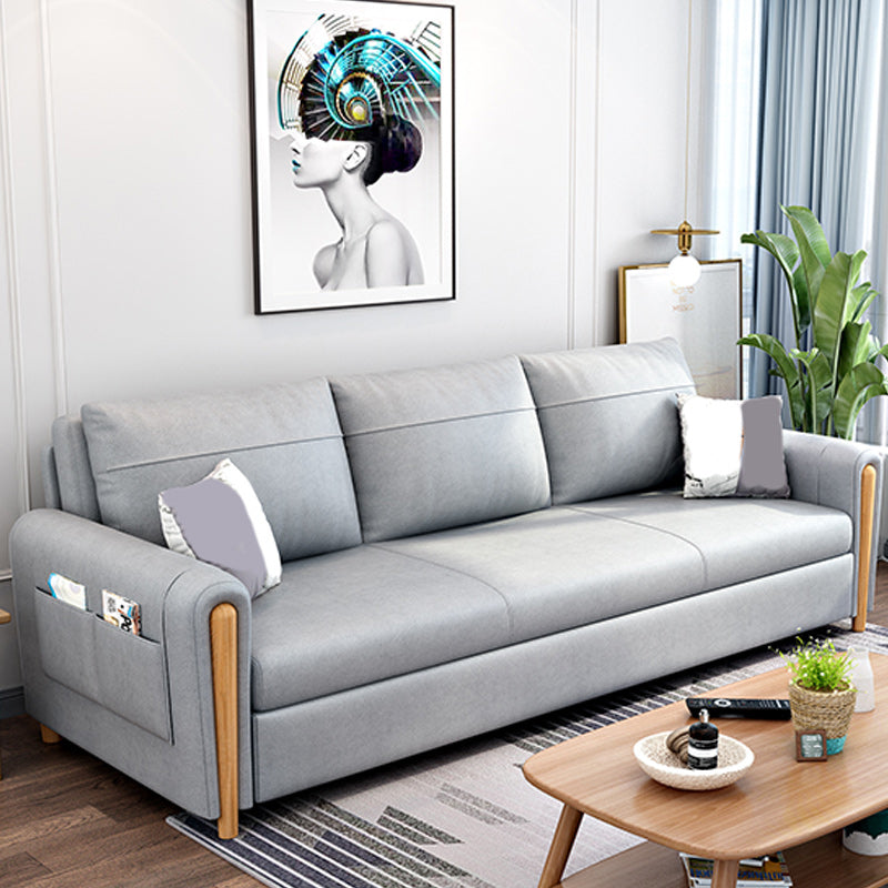 Cushion Back Sofa Futon Square Arms Convertible Sofa with Storage Grey Clearhalo 'furn' 'furn_futons' 'Furniture' 'Futons & Daybeds' 'Futons' 'Living Room Furniture' 6461890