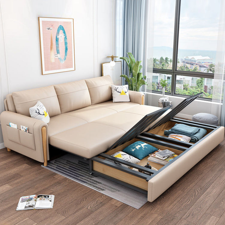 Cushion Back Sofa Futon Square Arms Convertible Sofa with Storage Clearhalo 'furn' 'furn_futons' 'Furniture' 'Futons & Daybeds' 'Futons' 'Living Room Furniture' 6461896