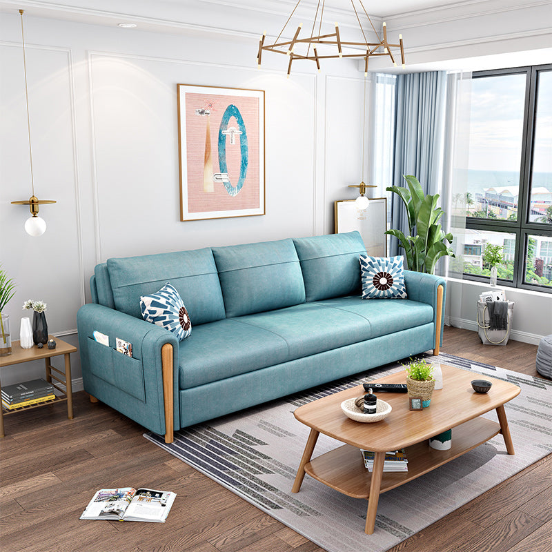 Cushion Back Sofa Futon Square Arms Convertible Sofa with Storage Clearhalo 'furn' 'furn_futons' 'Furniture' 'Futons & Daybeds' 'Futons' 'Living Room Furniture' 6461906