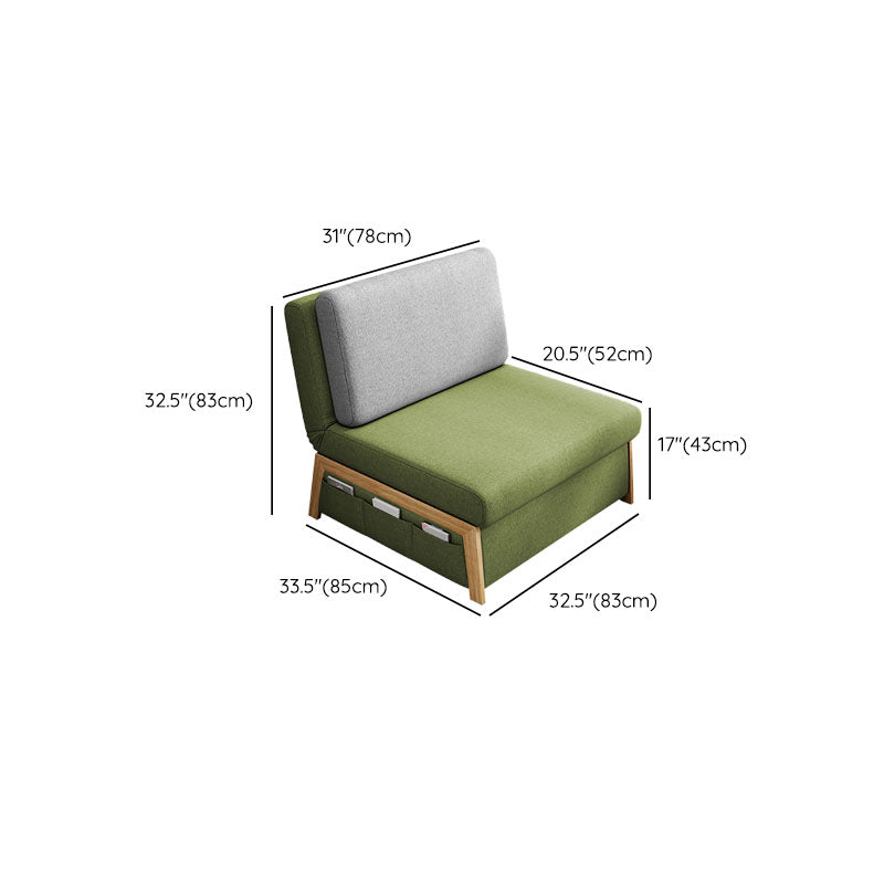 Cushions Armless Convertible Sofa Bed Cotton Blend Seating in Green and Gray