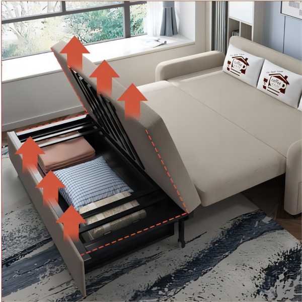 Quadratarm modernes Sofa mit Kissen Cabrio -Sofa mit Lagerung