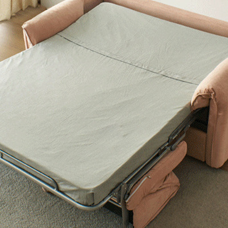 Modern Faux Leather Sofa Bed Pink Pillow Top Arm Sofa for Living Room