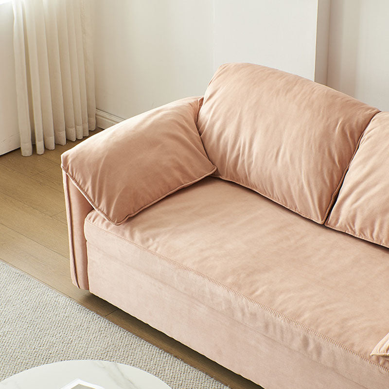 Modern Faux Leather Sofa Bed Pink Pillow Top Arm Sofa for Living Room