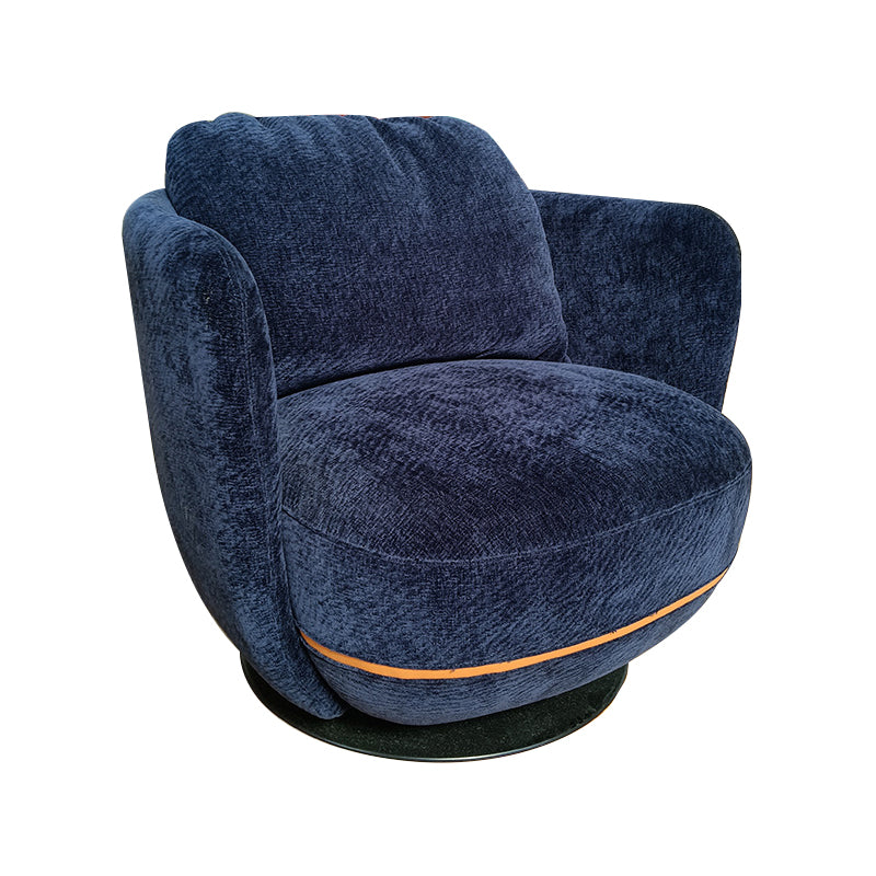 Solid Color Accent Armchair Swivel Living Room Accent Armchair Dark Blue Cotton and Linen 1 Piece Clearhalo 'Accent Chairs' 'accent_chairs' 'Chairs & Seating' 'furn' 'furn_accent_chairs' 'Furniture' 'Living Room Furniture' 6461998