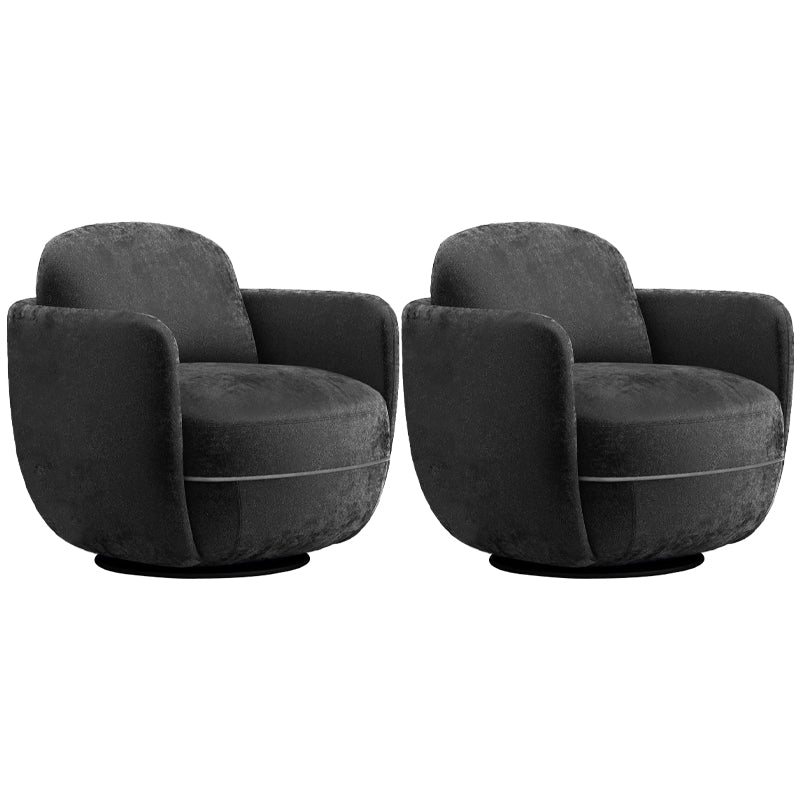 Solid Color Accent Armchair Swivel Living Room Accent Armchair Black Flannel 2 Piece Set Clearhalo 'Accent Chairs' 'accent_chairs' 'Chairs & Seating' 'furn' 'furn_accent_chairs' 'Furniture' 'Living Room Furniture' 6462003