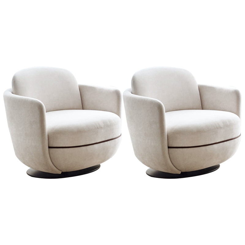 Solid Color Accent Armchair Swivel Living Room Accent Armchair Off-White Flannel 2 Piece Set Clearhalo 'Accent Chairs' 'accent_chairs' 'Chairs & Seating' 'furn' 'furn_accent_chairs' 'Furniture' 'Living Room Furniture' 6462015