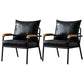 Solid Color Living Room Armchair Arms Included Accent Armchair Black Faux Leather 2 Piece Set Clearhalo 'Accent Chairs' 'accent_chairs' 'Chairs & Seating' 'furn' 'furn_accent_chairs' 'Furniture' 'Living Room Furniture' 6462020