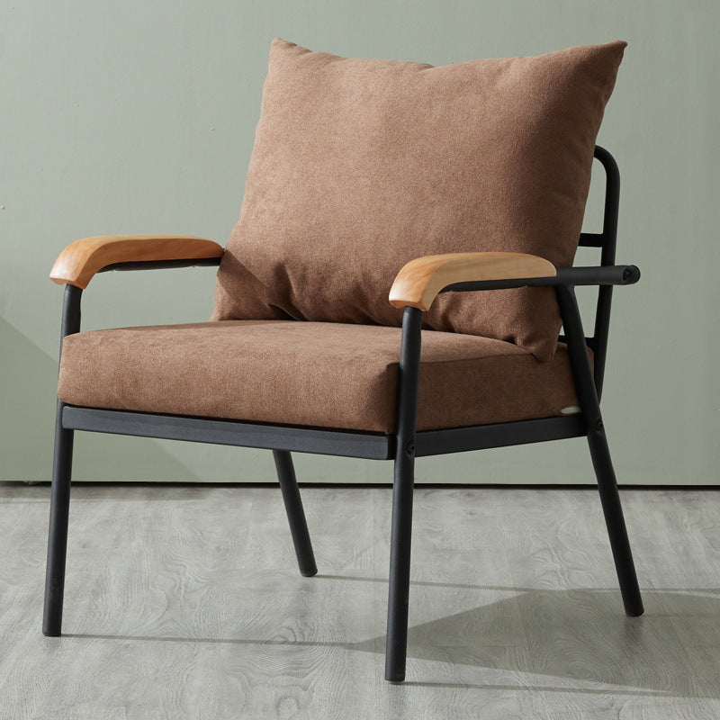 Solid Color Living Room Armchair Arms Included Accent Armchair Coffee Cotton and Linen 1 Piece Clearhalo 'Accent Chairs' 'accent_chairs' 'Chairs & Seating' 'furn' 'furn_accent_chairs' 'Furniture' 'Living Room Furniture' 6462039