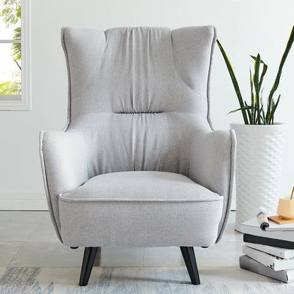 Mid-century Linen Blend Accent Armchair Arms Included Arm Chair Grey Cotton and Linen 1 Piece Clearhalo 'Accent Chairs' 'accent_chairs' 'Chairs & Seating' 'furn' 'furn_accent_chairs' 'Furniture' 'Living Room Furniture' 6462044