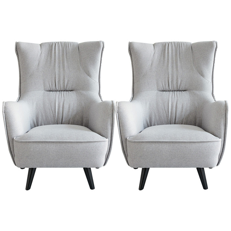 Mid-century Linen Blend Accent Armchair Arms Included Arm Chair Grey Cotton and Linen 2 Piece Set Clearhalo 'Accent Chairs' 'accent_chairs' 'Chairs & Seating' 'furn' 'furn_accent_chairs' 'Furniture' 'Living Room Furniture' 6462046