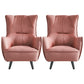 Mid-century Linen Blend Accent Armchair Arms Included Arm Chair Pink Cotton and Linen 2 Piece Set Clearhalo 'Accent Chairs' 'accent_chairs' 'Chairs & Seating' 'furn' 'furn_accent_chairs' 'Furniture' 'Living Room Furniture' 6462050
