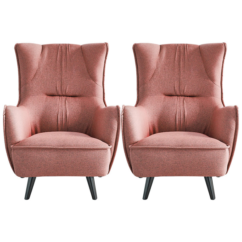 Mid-century Linen Blend Accent Armchair Arms Included Arm Chair Pink Cotton and Linen 2 Piece Set Clearhalo 'Accent Chairs' 'accent_chairs' 'Chairs & Seating' 'furn' 'furn_accent_chairs' 'Furniture' 'Living Room Furniture' 6462050