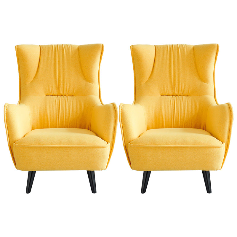 Mid-century Linen Blend Accent Armchair Arms Included Arm Chair Yellow Cotton and Linen 2 Piece Set Clearhalo 'Accent Chairs' 'accent_chairs' 'Chairs & Seating' 'furn' 'furn_accent_chairs' 'Furniture' 'Living Room Furniture' 6462054