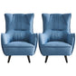 Mid-century Linen Blend Accent Armchair Arms Included Arm Chair Blue Cotton and Linen 2 Piece Set Clearhalo 'Accent Chairs' 'accent_chairs' 'Chairs & Seating' 'furn' 'furn_accent_chairs' 'Furniture' 'Living Room Furniture' 6462057