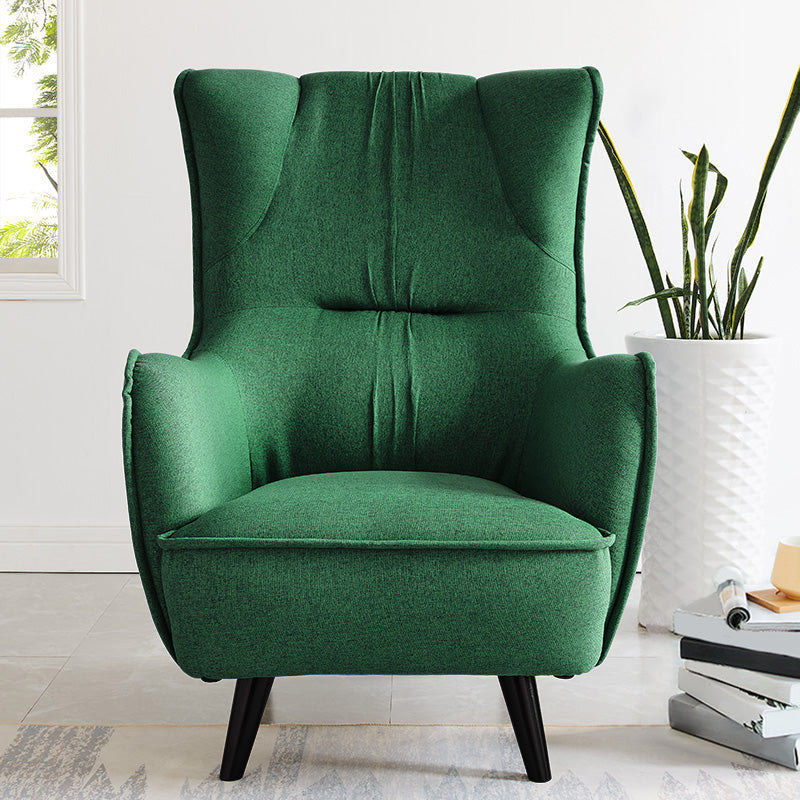 Mid-century Linen Blend Accent Armchair Arms Included Arm Chair Green Cotton and Linen 1 Piece Clearhalo 'Accent Chairs' 'accent_chairs' 'Chairs & Seating' 'furn' 'furn_accent_chairs' 'Furniture' 'Living Room Furniture' 6462059