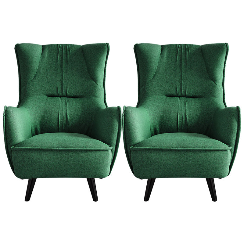Mid-century Linen Blend Accent Armchair Arms Included Arm Chair Green Cotton and Linen 2 Piece Set Clearhalo 'Accent Chairs' 'accent_chairs' 'Chairs & Seating' 'furn' 'furn_accent_chairs' 'Furniture' 'Living Room Furniture' 6462061