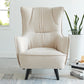 Mid-century Linen Blend Accent Armchair Arms Included Arm Chair Off-White Cotton and Linen 1 Piece Clearhalo 'Accent Chairs' 'accent_chairs' 'Chairs & Seating' 'furn' 'furn_accent_chairs' 'Furniture' 'Living Room Furniture' 6462062