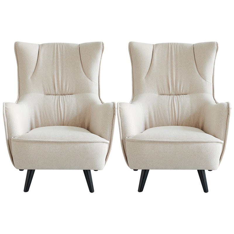 Mid-century Linen Blend Accent Armchair Arms Included Arm Chair Off-White Cotton and Linen 2 Piece Set Clearhalo 'Accent Chairs' 'accent_chairs' 'Chairs & Seating' 'furn' 'furn_accent_chairs' 'Furniture' 'Living Room Furniture' 6462063